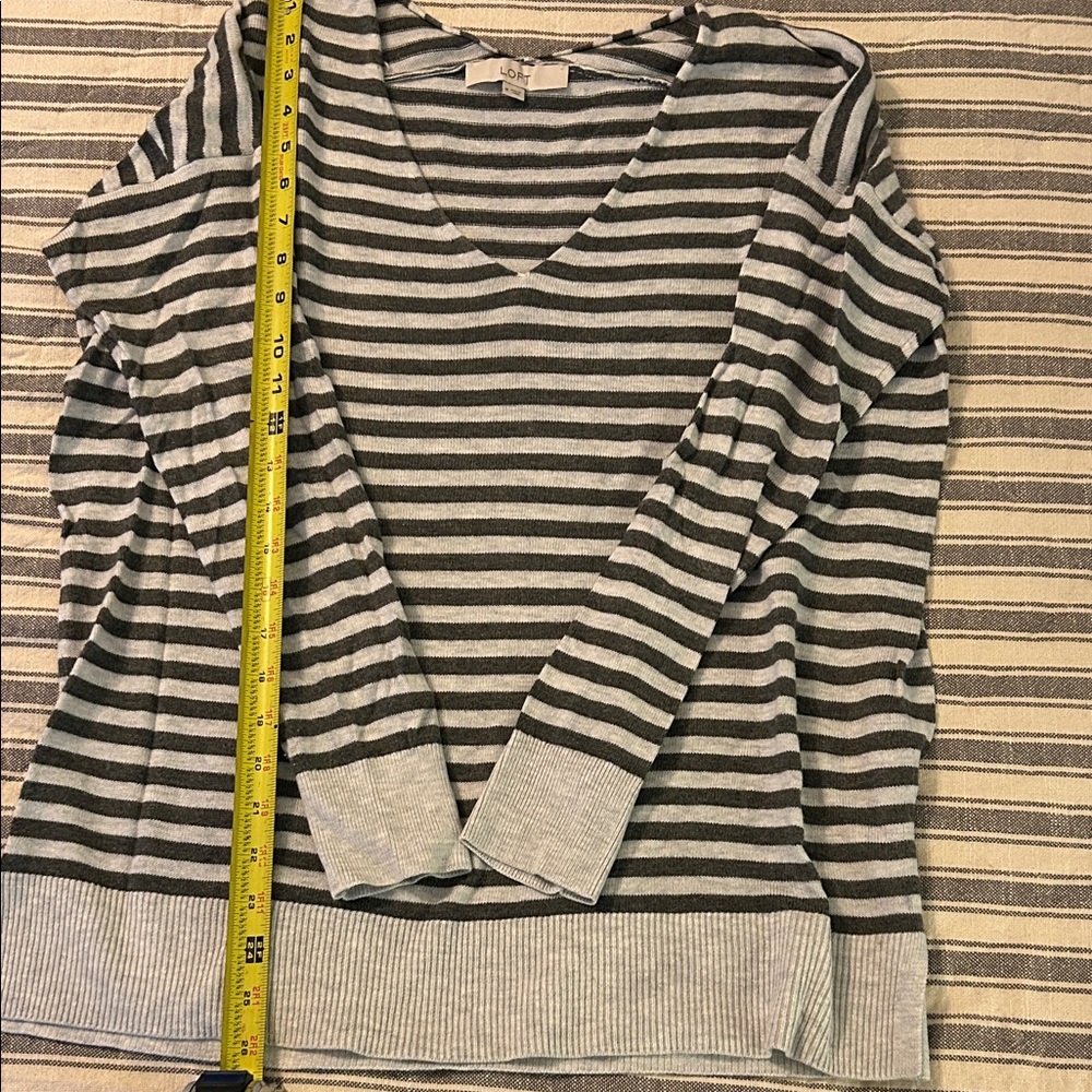 LOFT gray on gray striped Long Sleeve sweater